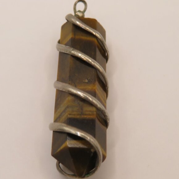 Tiger Eye Wire Wrap Pendant - Picture 3 of 5